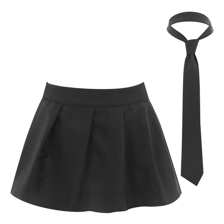 Womens Plaid Pleated Skirts With Necktie Harajuku Mini Japanese Preppy Schoolgirls Uniforms Kawaii Skirts Ladies Cosplay Costume