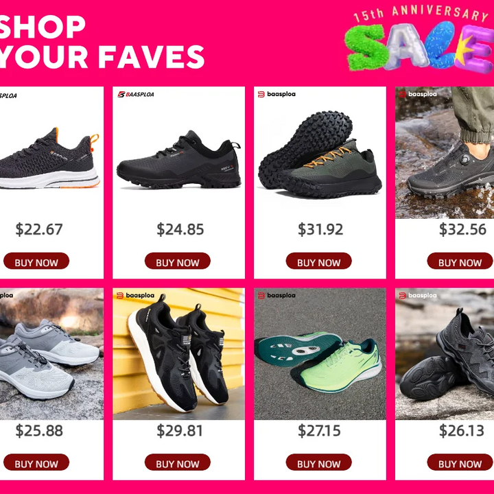 Baasploa New Men Hiking Shoes Anti Splash Water Outdoor Sneakers for Men Comfort Casual Sneakers Male Non-Slip Wear Resistant