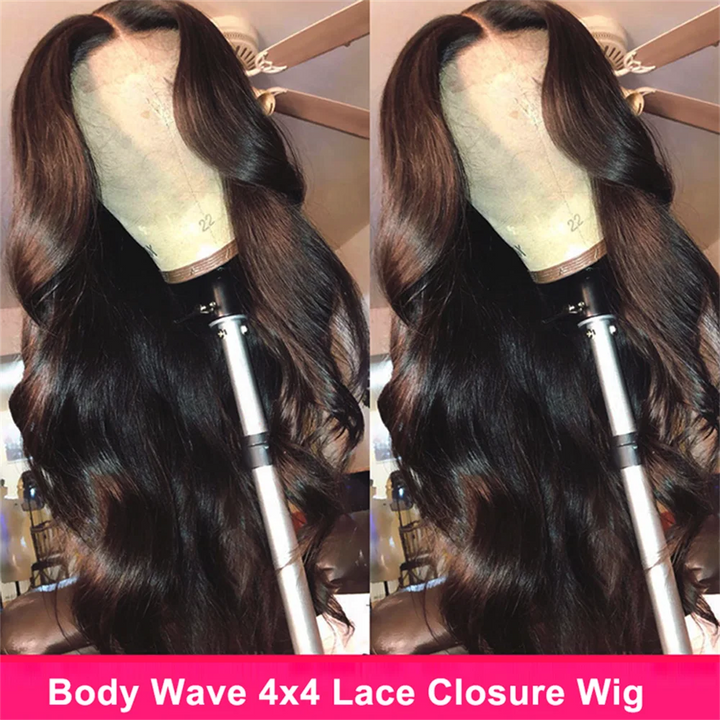Human Hair Lace Wigs Remy Brazilian Transparent Body Wave 4x4 Lace Closure Wig 180% Density Cranberry Hair 4x4 Lace Front Wig
