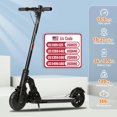 350W Electric Scooter for Adults 36V 10.4AH Battery Compact Scooter 8.5 Inch Tire Foldable Lightweight Electric Scooters Adults