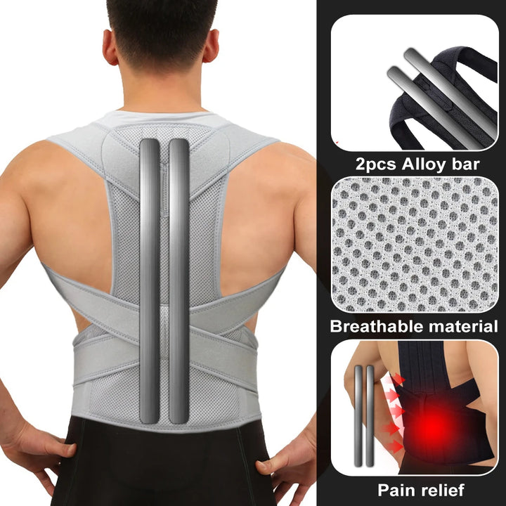 Posture Corrector for Women and Men，Support for Back Pain Relief, Adjustable to Improve Back Posture and Lumbar Support