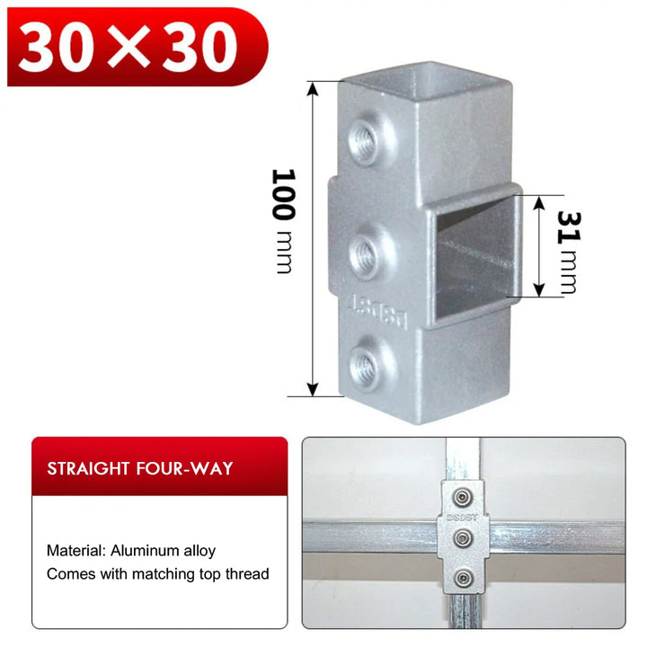 New Aluminum Alloy Square Tube Fixed Pipe Clamp Connector Accessories Aluminum Alloy Elbow Three-way Square