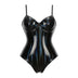 PU Leather Bodysuits Shapewear for Women Body Shaper Seamless Tummy Control No Pad Bra Push Up Corset Tank Top Underwear