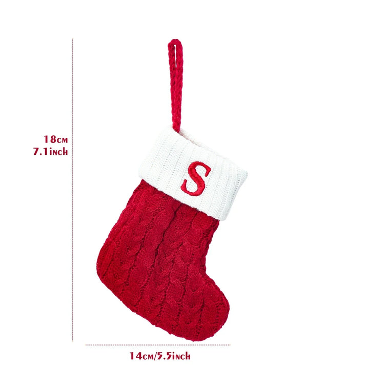 Xmas 2024 Decor Christmas Socks Knitting Snowflake Letter Stocking Christmas Tree Decoration Home 2025 New Year Ornament Gift