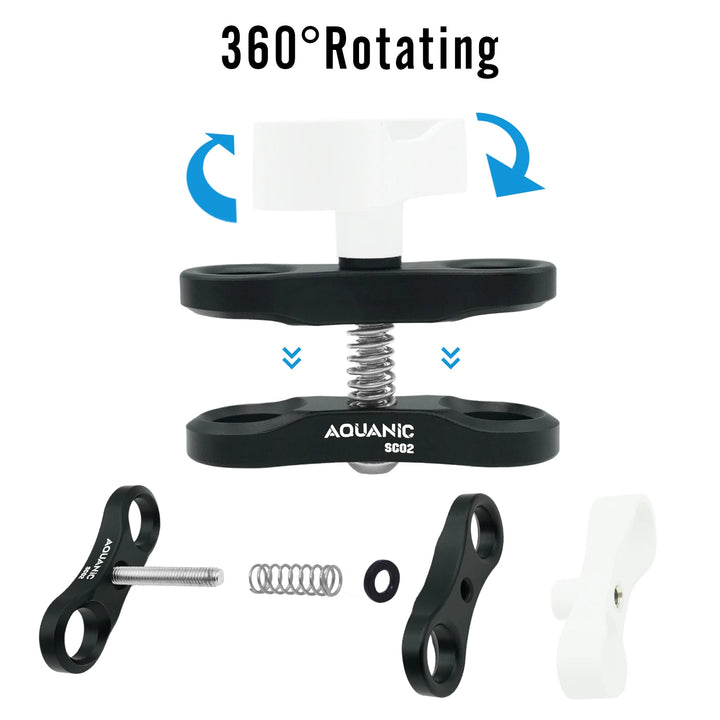 NiteScuba 2 Two Holes Clip Clamp Tripod Butterfly For Ball Head Mount Light Arm Bracket Connector Mount Adapter for Gopro Camera