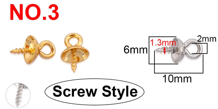 30PCS DIY Stainless Steel Cup Pearl Screw Eye Pins for Jewelry Making Findings End Caps Peg Bails Screw Eyelet Pin Hooks Eyelets