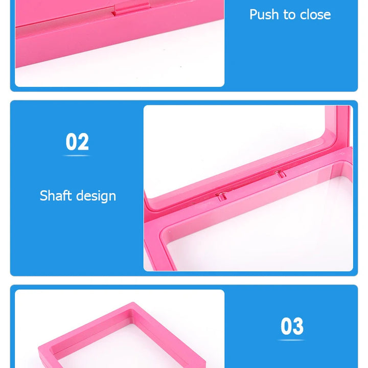 Transparent PE Film Jewelry Storage Box Color 3D Floating Display Frame Coin Dustproof Exhibition Ring Earrings Organizer Case