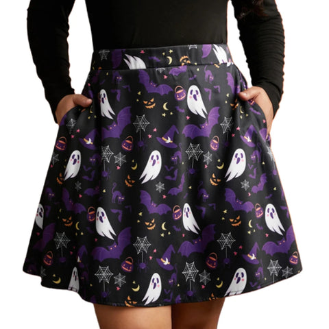 Women s Halloween Vintage Pleated Skirts Retro High Waist Pumpkin Print Midi Skirts Classic Holiday Party Skirts