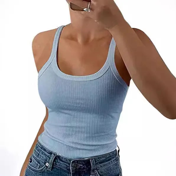 Green Camis O Neck Summer Knit Vest Sleeveless Women Sexy Basic T Shirt White Off Shoulder Ribbed Black Tank Tops Casual Y2K