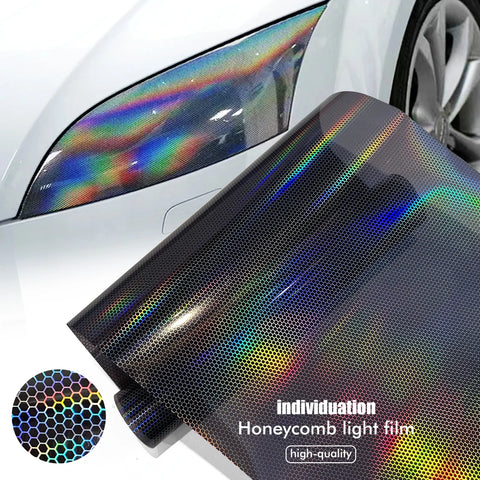 Car Laser Honeycomb Film PVC Fog Tail Light Lamp Stickers Headlights Vinyl Wrap Automobile Tint For auto and motorcycle stickers