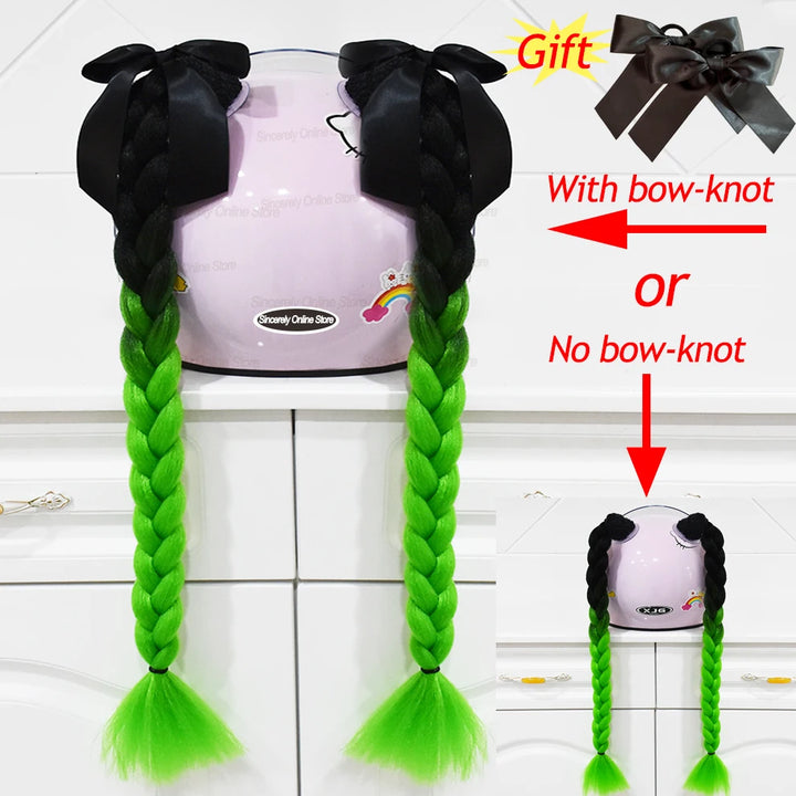 2pcs/pair New Motorcycle Helmet Braids Woman Braids Wig For Motorbike Helmets 164 colors Twist Dual Pigtail Ponytail With Sucker