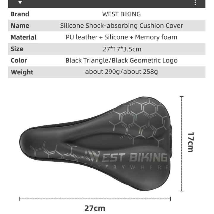 WEST BIKING Comfortable Bicycle Saddle Cover Breathable Rebound Silicone Foam Bike Seat Cover With Rain Cover Bike Accessories