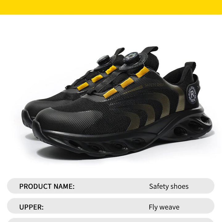 Men's Safety Shoes Steel Toe Anti-Puncture Work Shoes Man And Safety Sneaker Rotating Button Lighweight Men's Work Shoes