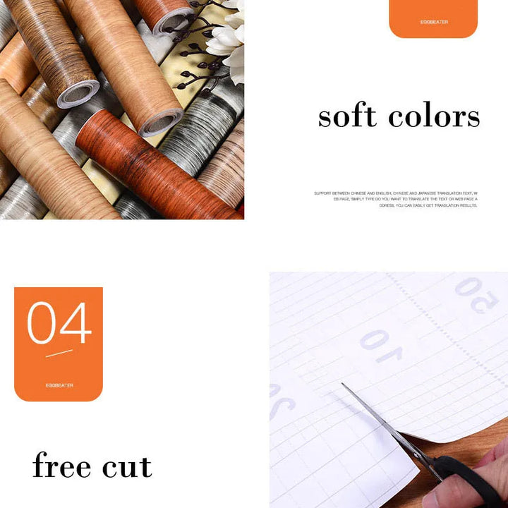Self-adhesive Wall Wallpaper Wood Grain Striped Peel and Stick Wallpaper Removable Self-adhesive Vinyl Furniture Dormitory Home