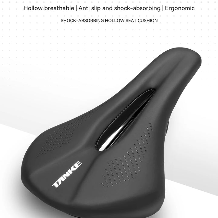 TANKE Hollow Breathable Bicycle Saddle Men Women MTB Road Bike Saddle Shock Absorbing Comfortable Big Butt Bike Seat Safety-PU
