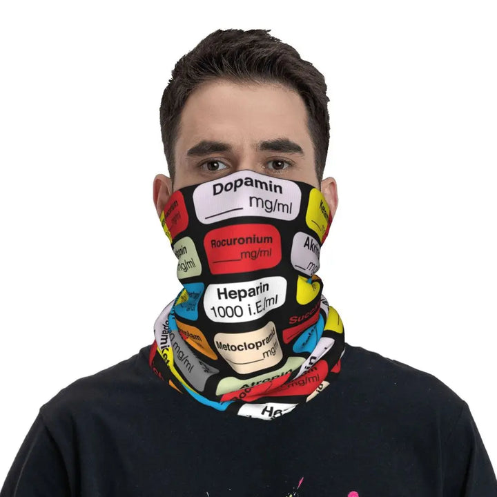 Custom Nursing Pattern Nurse Bandana Neck Gaiter for Ski Cycling Women Men Wrap Scarf Health Care Headband Warmer