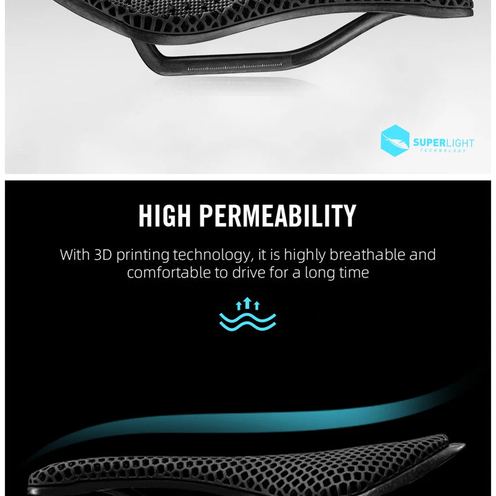 2024 RYET 3D Printed Saddle Ultralight Hollow Comfortable Full Carbon MTB Road Racing Bike Cycling Seat Bicycle Cushion Parts