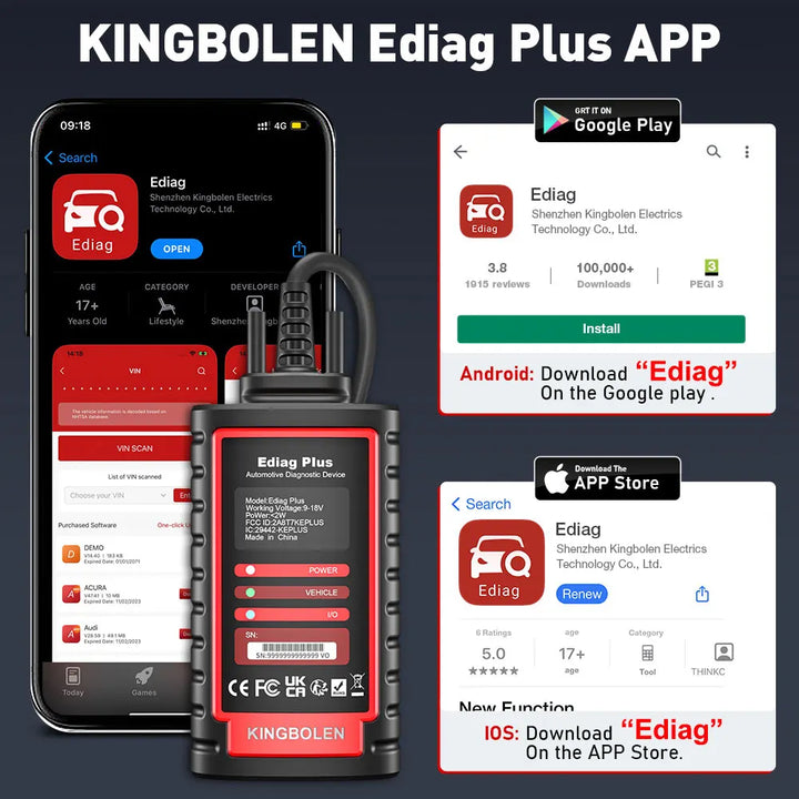 KINGBOLEN Ediag Plus, THINKCAR THINKDIAG 2 CANFD ALL System ECU Coding Active Test 16 Reset OBD2 Scanner Car Diagnostic Tools