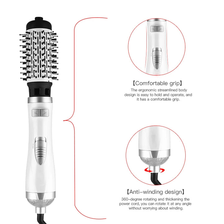 Negative Ionic Blow Hair Dryer Hot Air Brush Hair Straightening Comb Curling Iron Multifunctional 3-In-1 Automatic Hot Air Comb
