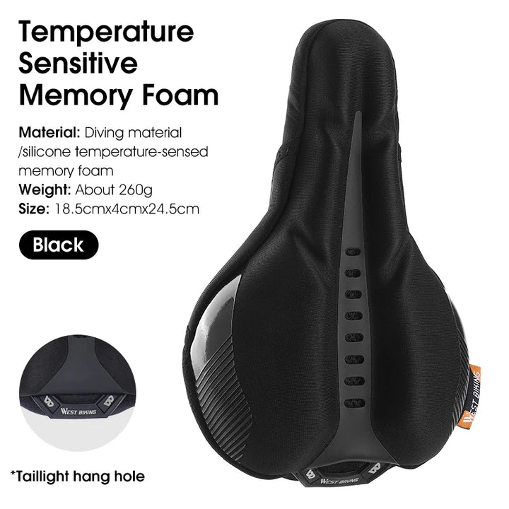 WEST BIKING Comfortable Bicycle Saddle Cover Breathable Rebound Silicone Foam Bike Seat Cover With Rain Cover Bike Accessories
