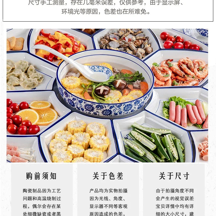 Set plate, net red set, set plate, tableware combination, ceramic dishes, dishes, round tables, dishes, creative household