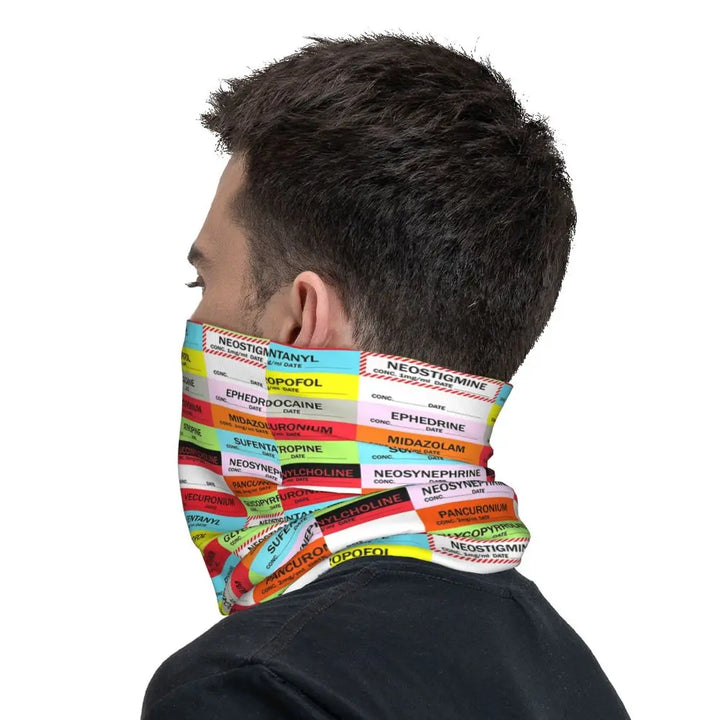 Custom Nursing Pattern Nurse Bandana Neck Gaiter for Ski Cycling Women Men Wrap Scarf Health Care Headband Warmer