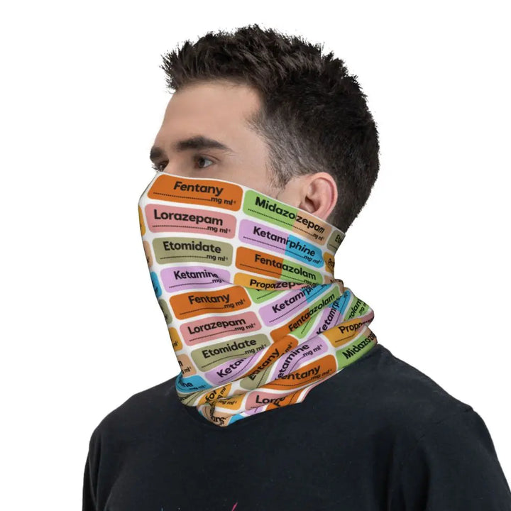 Custom Nursing Pattern Nurse Bandana Neck Gaiter for Ski Cycling Women Men Wrap Scarf Health Care Headband Warmer