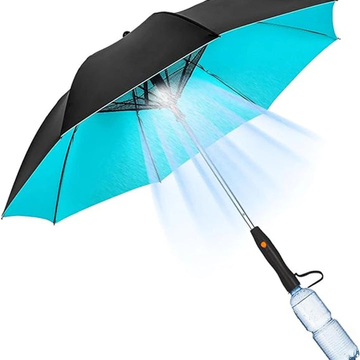 Golf Rain Umbrella Sun UV Protection Water Spray Cooling Fan Beach Umbrella Reinforced Rain Umbrella with Fan and Mister