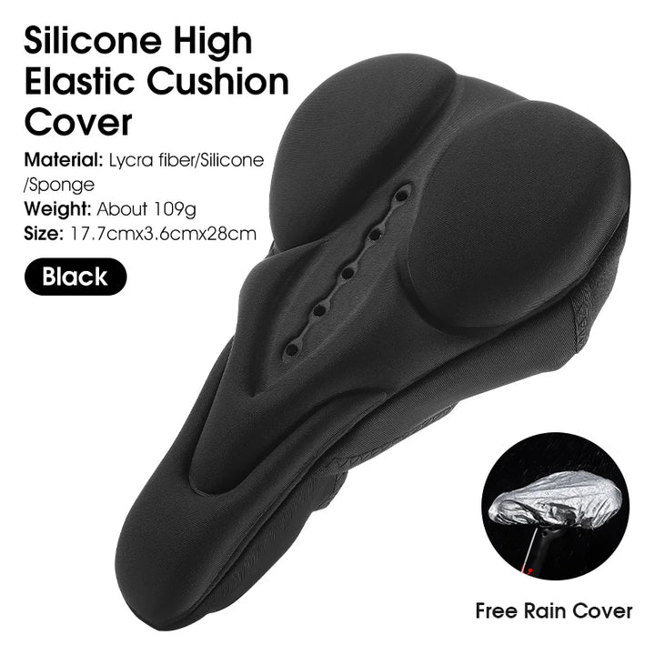 WEST BIKING Comfortable Bicycle Saddle Cover Breathable Rebound Silicone Foam Bike Seat Cover With Rain Cover Bike Accessories