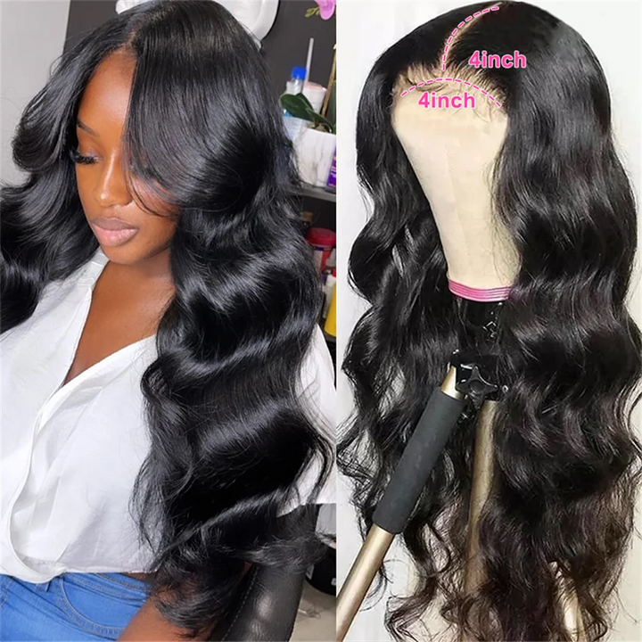 Human Hair Lace Wigs Remy Brazilian Transparent Body Wave 4x4 Lace Closure Wig 180% Density Cranberry Hair 4x4 Lace Front Wig