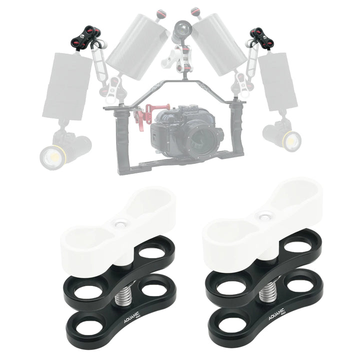 NiteScuba 2 Two Holes Clip Clamp Tripod Butterfly For Ball Head Mount Light Arm Bracket Connector Mount Adapter for Gopro Camera