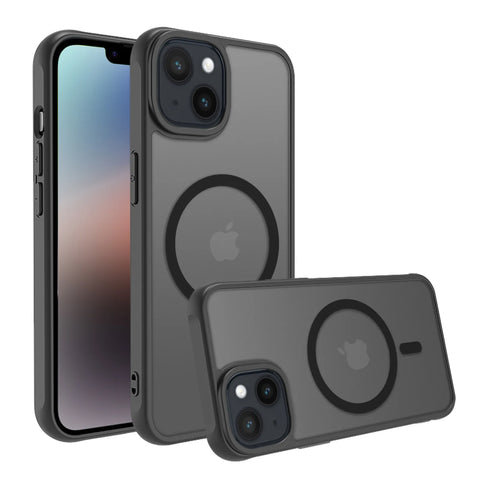 Magnetic Super Grip Fit TPU+Frosted PC Shock-Absorbing Structure Case Cover for iPhone 13 14 15 16 Pro Max Plus