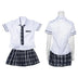 Womens School Girls Uniform Cosplay Costume Short Sleeve Shirt with Plaid Mini Skirt and Tie Set for Roleplay Party