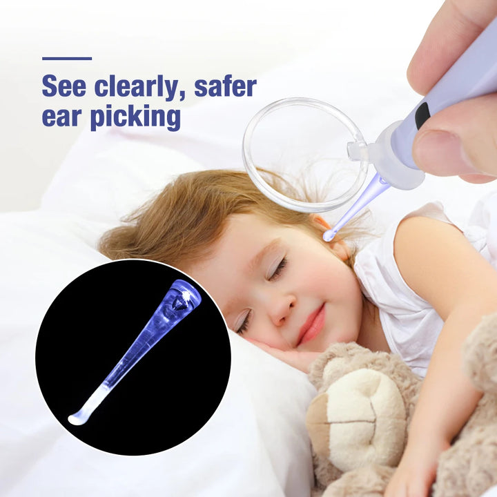Luminous Ear Spoon Set Ear Wax Removal Cleaning Tweezers LED Light Earpick Clip Children Adults Ear Care Tools Kit USB Charging