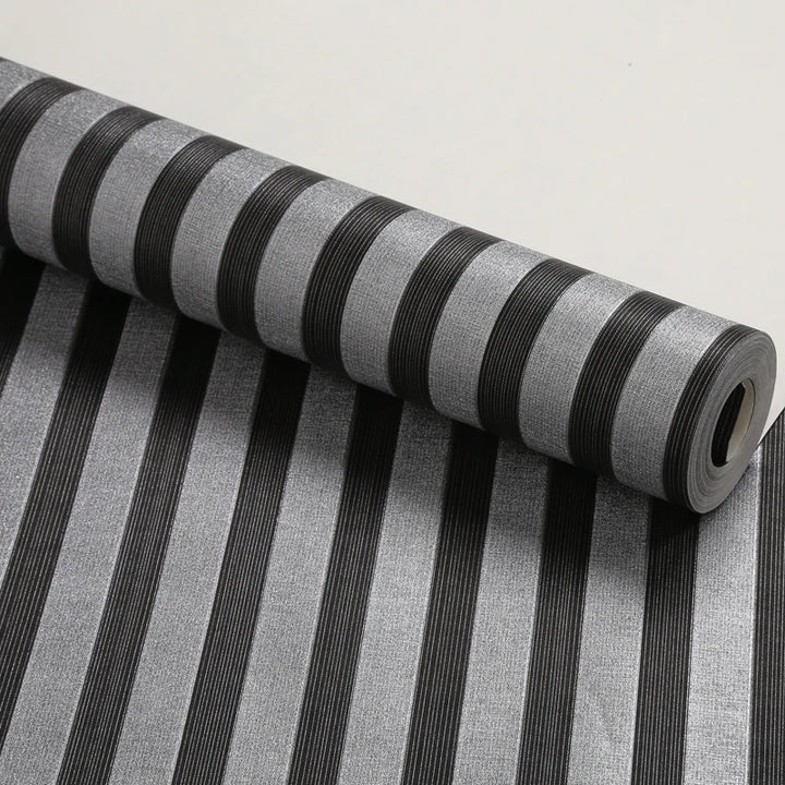 Modern Stripped Contact WallPaper Beige Creamy White Black Waterproof Bedroom Living Room Mural Classic Narrow Striped Wallpaper