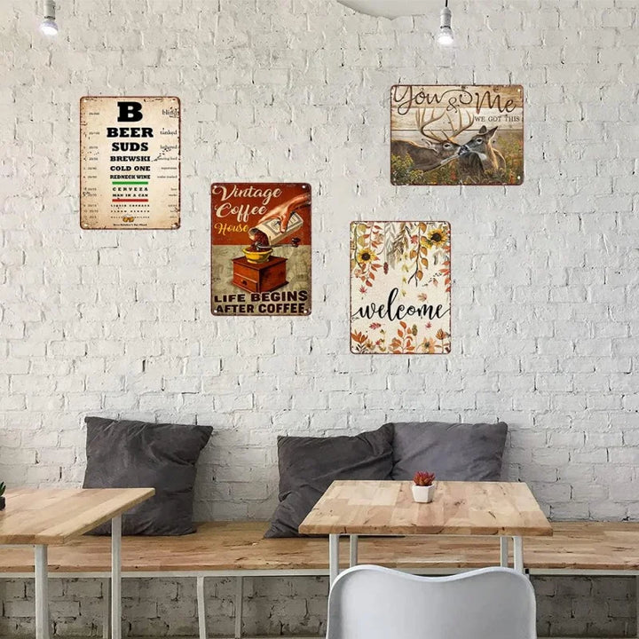 Christmas Kitchen Festival Decoration Watercolor Painting Biscuit Baking Art Wall Iron Painting Sign