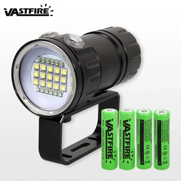 10000Lumens 27 LED Diving Flashlight Professional Underwater Photography Light Highlight Lamp 100M Waterproof Video Camera Torch