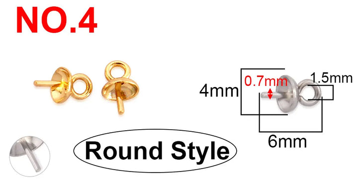 30PCS DIY Stainless Steel Cup Pearl Screw Eye Pins for Jewelry Making Findings End Caps Peg Bails Screw Eyelet Pin Hooks Eyelets