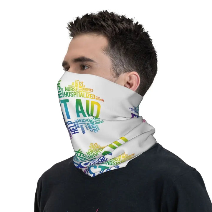 Custom Nursing Pattern Nurse Bandana Neck Gaiter for Ski Cycling Women Men Wrap Scarf Health Care Headband Warmer