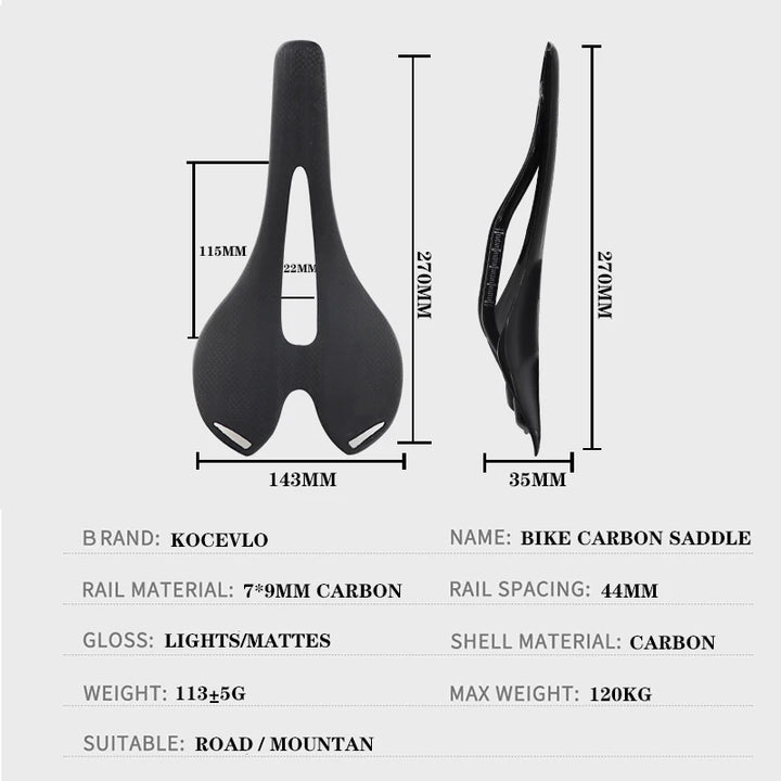 MTB/Road Bicycle Carbon Fiber Ultralight Saddle Bike Saddle Carbon Fiber Riding Seat Cushion