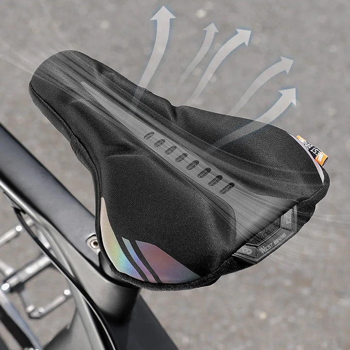 WEST BIKING Comfortable Bicycle Saddle Cover Breathable Rebound Silicone Foam Bike Seat Cover With Rain Cover Bike Accessories