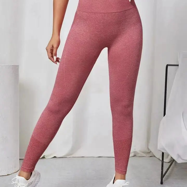 Women Seamless Solid Leggings Knit Slim Leggings High Waist Hip Liftting Fashion Elastic Fitness Yoga Tights Gym Workout Pants