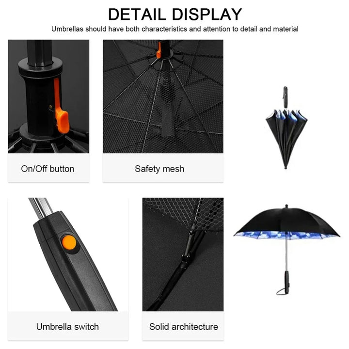 Sun Umbrella with Fan Misting,Portable Fan for UPF 50+ Sun,Cooling Umbrella,Summer Cooler for Outdoor Beach,Battery Powered