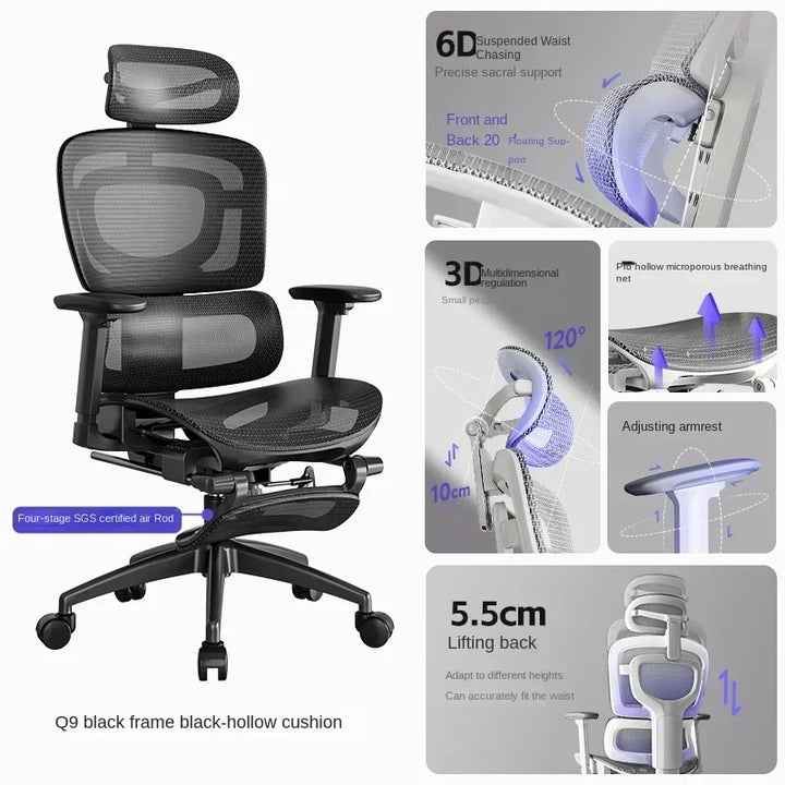 Comfortable Ergonomic Office Chair with Adjustable Height and Lumbar Support for Long Sitting Hours and Gaming