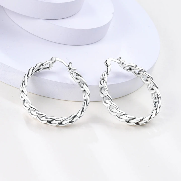 925 Sterling Silver Earring Round Shape Hoop Earrings Color Zircon Geometry Simple Jewelry Women Girl Evening Party Gifts