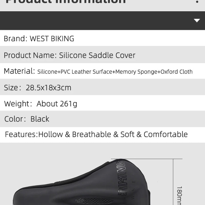 WEST BIKING Comfortable Bicycle Saddle Cover Breathable Rebound Silicone Foam Bike Seat Cover With Rain Cover Bike Accessories