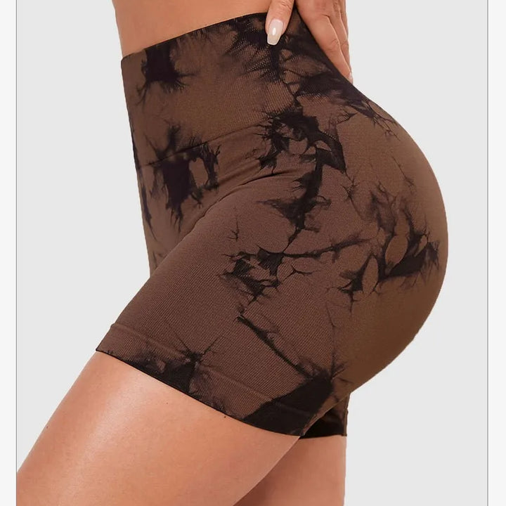 Tie Dyed Seamless Fitness Pants WOMEN'S High Waist and Hip Lifting Sports Tight Shorts Running Sexy Peach Fitness Yoga Shorts