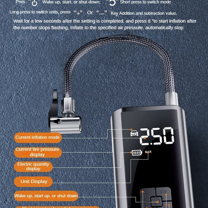Car Air Pump Wired/Wireless Protable Car Air Compressor 150PSI Tire Inflation Pump for Motorcycle Bicycle Car Tire Ball Inflator