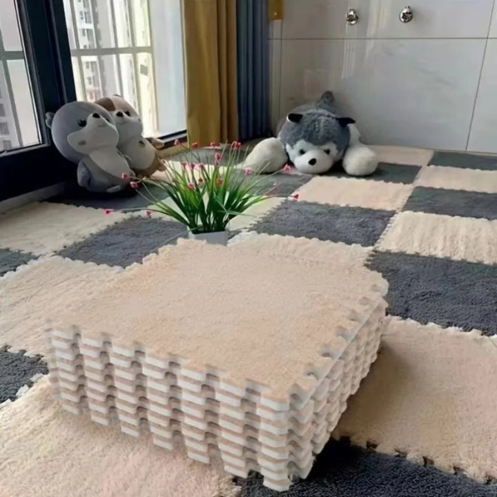 10PCS Children's Room Baby Play Mat Soft Plush Warm Carpet EVA Foam Plush Carpet Bedroom Shockproof Puzzle Mat Baby Toys