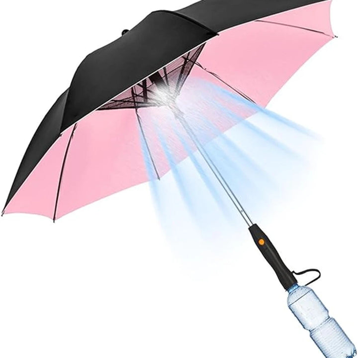 Golf Rain Umbrella Sun UV Protection Water Spray Cooling Fan Beach Umbrella Reinforced Rain Umbrella with Fan and Mister